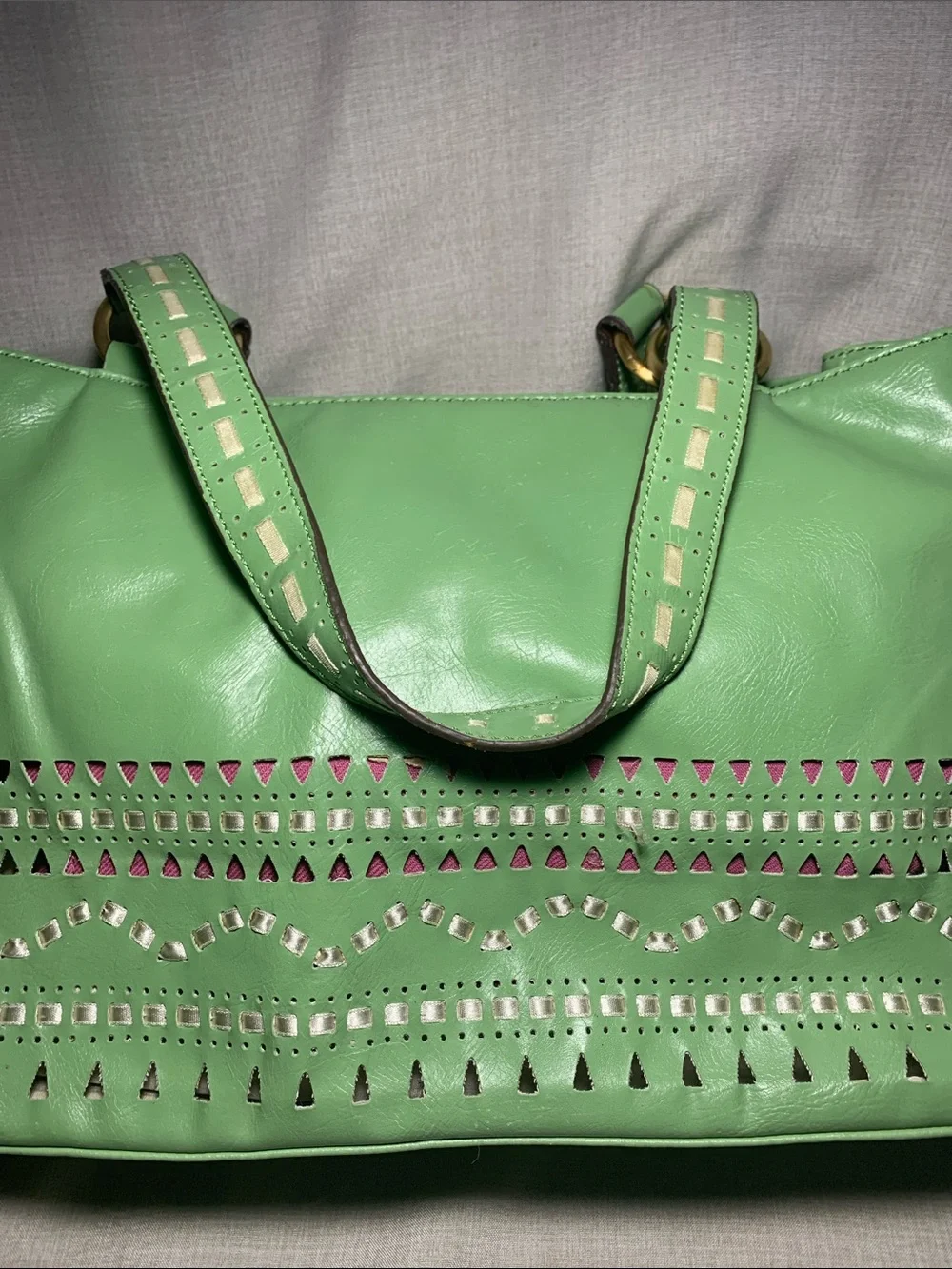 Green Cutwork purse